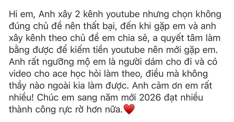 Học viên A. — Anh đã từng xây 2 kênh thất bại